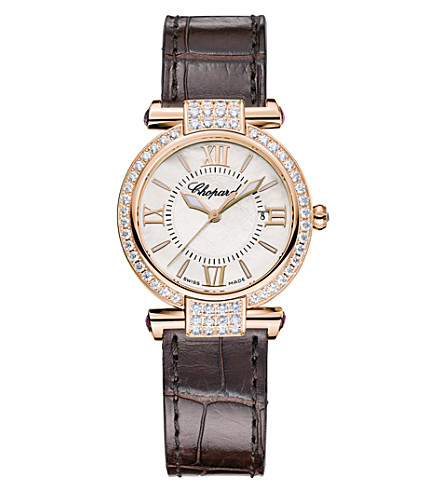 Chopard Imperiale 384238-5003 Fake Swiss Hot Watches UK With Brown Alligator Straps At Low Price