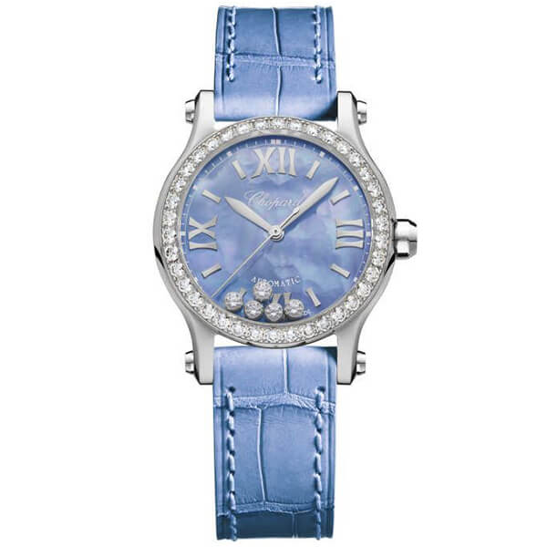 Elegant And Luxurious Blue UK Chopard Happy Diamonds Replica Watches For Ladies