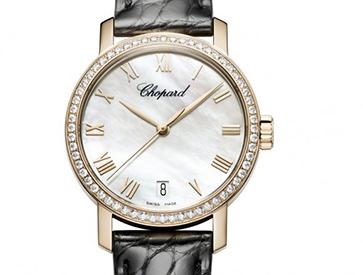 The 33.5 mm replica Chopard Classic 134200-5001 watches have white mother-of-pearl dials.