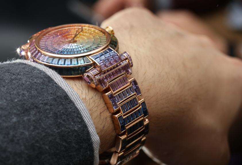 The luxury fake Chopard Imperiale Rainbow watches are made from 18k rose gold.