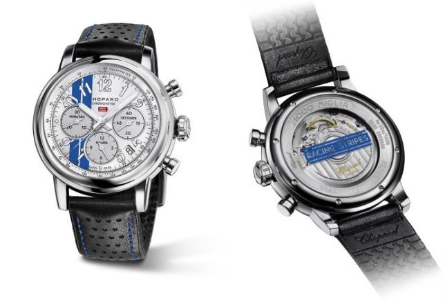 The limited fake Chopard Mille Miglia Classic Chronograph Racing Stripes watches are inspired from the racing stripes.