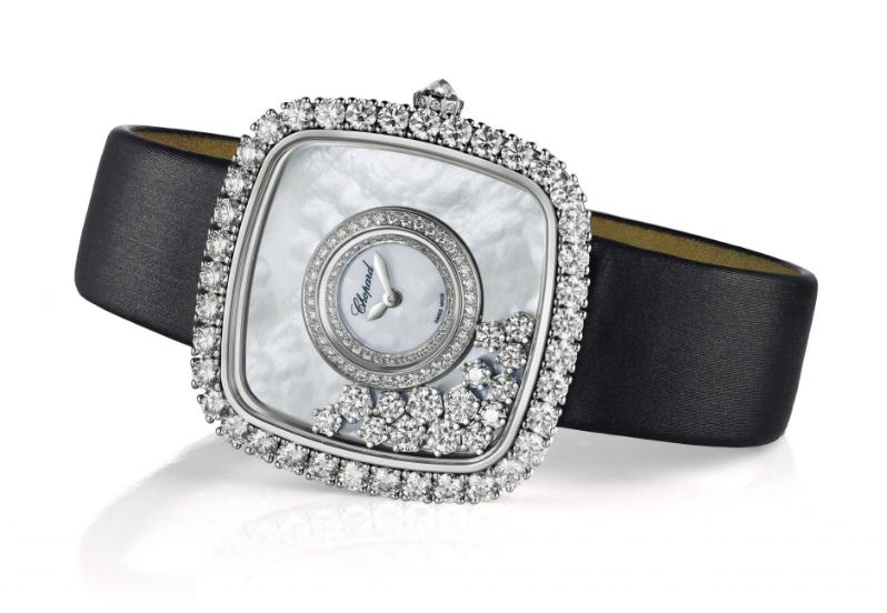 The elegant copy Chopard Happy Diamonds 204368-1001 watches have white mother-of-pearl dials.