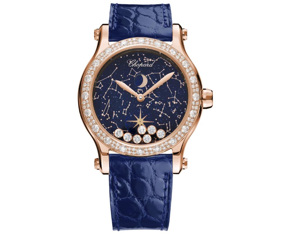 The 18k rose gold fake watch has blue dial.