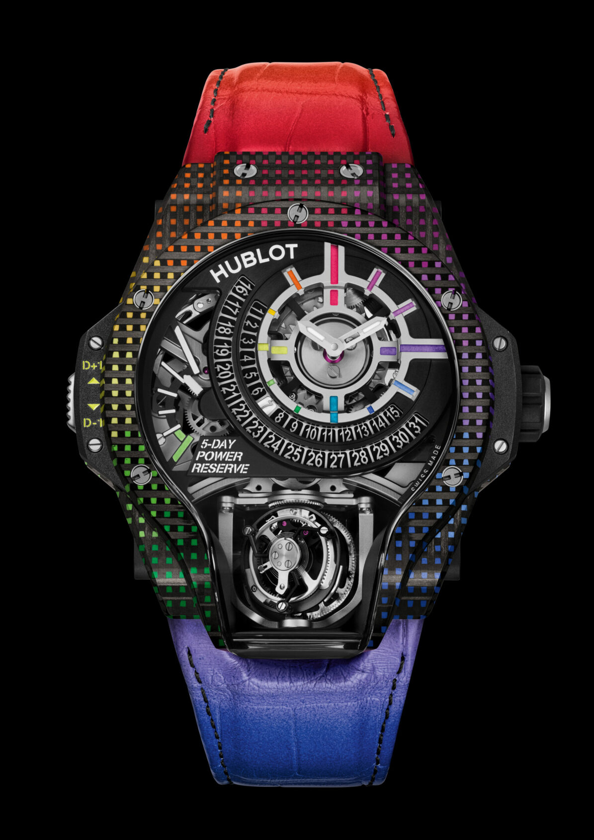 Pushing case design with the Swiss fake Hublot MP-09 Tourbillon Bi-Axis 5-Day Power Reserve