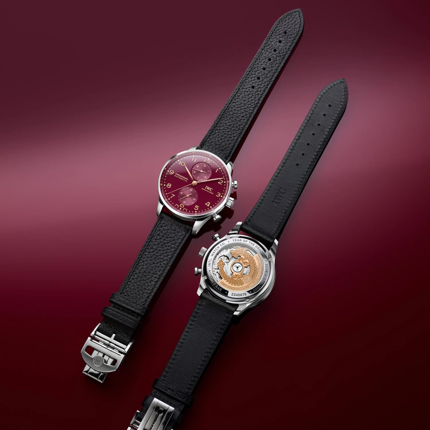 Swiss Replica IWC Welcomes the Year of the Dragon with a Burgundy-Toned Portugieser Chronograph